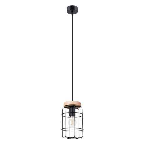 Lampa wisząca GOTTO 1 czarny/drewno E27 1x15W IP20 SL.1263 SOLLUX