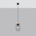 Lampa wisząca GOTTO 1 czarny/drewno E27 1x15W IP20 SL.1263 SOLLUX