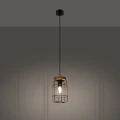 Lampa wisząca GOTTO 1 czarny/drewno E27 1x15W IP20 SL.1263 SOLLUX