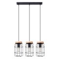 Lampa wisząca GOTTO 3L czarny/drewno E27 3x15W IP20 SL.1264 SOLLUX