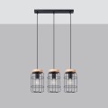 Lampa wisząca GOTTO 3L czarny/drewno E27 3x15W IP20 SL.1264 SOLLUX