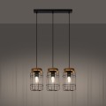 Lampa wisząca GOTTO 3L czarny/drewno E27 3x15W IP20 SL.1264 SOLLUX