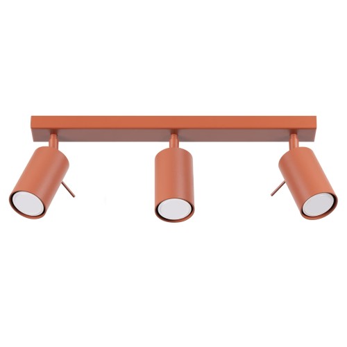 Nowoczesna lampa sufitowa RING 3L – listwa z 3 ruchomymi reflektorami w odcieniu ochra czerwona SL.1508 SOLLUX