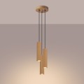 Ozdobna lampa wisząca KARBON, zwisy na złotej rozecie ryflowane klosze SL.1557 SOLLUX