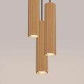 Ozdobna lampa wisząca KARBON, zwisy na złotej rozecie ryflowane klosze SL.1557 SOLLUX
