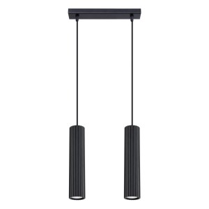Lampa wisząca z dwoma zwisami i czarnymi ryflowanymi kloszami, seria KARBON SL.1574 SOLLUX