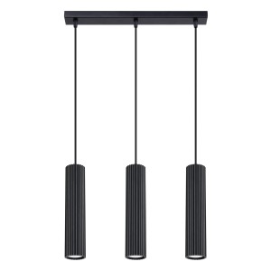 Minimalistyczna lampa wisząca KARBON z trzema zwisami i czarną podsufitką 3xGU10  SL.1575 SOLLUX