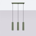 Elegancka lampa wisząca KARBON z trzema zwisami i oliwkową podsufitką 3xGU10  SL.1613 SOLLUX