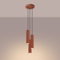Lampa wisząca cylindryczne czerwone klosze z nowoczesnymi żłobieniami KARBON 3xGU10 SL.1633 SOLLUX
