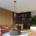 Lampa wisząca cylindryczne czerwone klosze z nowoczesnymi żłobieniami KARBON 3xGU10 SL.1633 SOLLUX