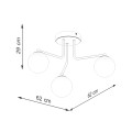 Lampa sufitowa ASTRAL biała z 3 szklanymi kloszami na ramionach do salonu SL.1659 SOLLUX