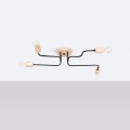 Nowoczesny żyrandol TIMBO 4 czarny – industrialny design z naturalnym drewnem, 4×E27 SL.1669 SOLLUX