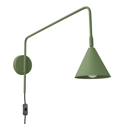 Lampa Ścienna NOX - Designerski Kinkiet z Metalowym Kloszem, Zielona Oliwka, gwint E14 SL.1700 Sollux