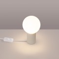 HALO beżowa lampa biurkowa z mleczną kulą z ryflowanym korpusem, minimalistyczna SL.1721 Sollux