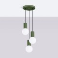 Lampa wisząca HALO 3P zielona oliwka nowoczesny design z ryflowanym korpusem SL.1725 Sollux