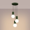 Lampa wisząca HALO 3P zielona oliwka nowoczesny design z ryflowanym korpusem SL.1725 Sollux