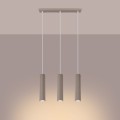 Lampa wisząca KARBON 3L z ryflowanymi kloszami w kolorze taupe, gwint GU10 nad wyspę SL.1774 Sollux