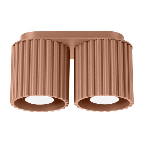 Minimalistyczny plafon AURA 2 w kolorze mocca – 2-punktowy, GU10, aluminium SL.1805 Sollux