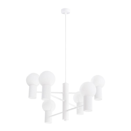 Żyrandol lampa wisząca HALO 6 szklanych mlecznych kloszy do sypialni SL.1829 Sollux