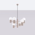 Designerska lampa wisząca żyrandol HALO taupe z 6 szklanymi kulami kloszami SL.1836 Sollux