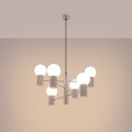 Designerska lampa wisząca żyrandol HALO taupe z 6 szklanymi kulami kloszami SL.1836 Sollux