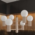 Designerska lampa wisząca żyrandol HALO taupe z 6 szklanymi kulami kloszami SL.1836 Sollux