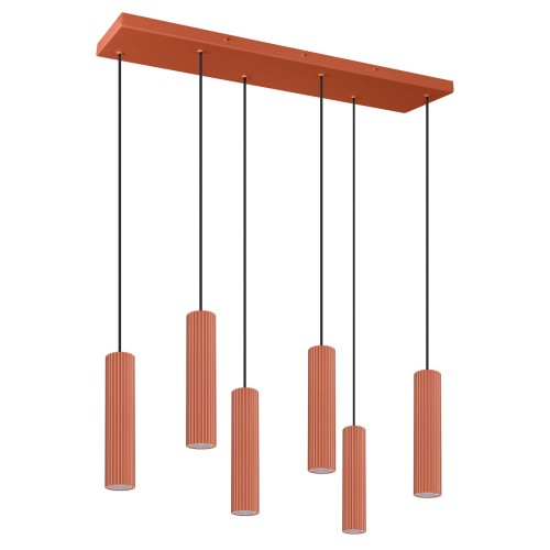 Lampa wisząca IVAR 6L ochra czerwona LED 4000K TH.633 THORO