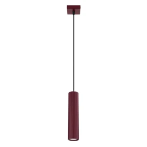 Lampa wisząca KARBON 1xGU10 burgundowa z ryflowanym kloszem SL.1918 SOLLUX