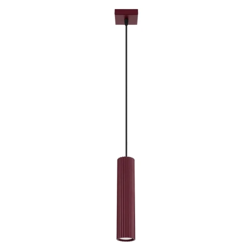 Lampa wisząca KARBON 1xGU10 burgundowa z ryflowanym kloszem SL.1918 SOLLUX