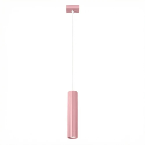 Lampa wisząca KARBON 1xGU10 z ryflowanym kloszem tubką różowa SL.1931 SOLLUX