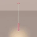 Lampa wisząca KARBON 1xGU10 z ryflowanym kloszem tubką różowa SL.1931 SOLLUX
