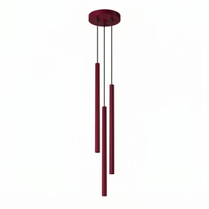 Lampa wisząca PASTELO 3P burgundowa z kloszami rurkami SL.2123 SOLLUX