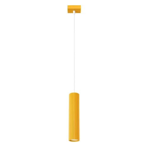 Żółta lampa wisząca KARBON ryflowany klosz rurka 1xGU10 SL.2334 SOLLUX