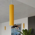Żółta lampa wisząca KARBON ryflowany klosz rurka 1xGU10 SL.2334 SOLLUX