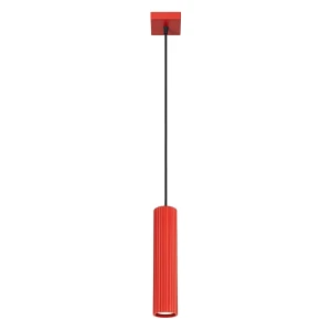 Lampa wisząca KARBON 1xGU10 czerwony, ryflowany klosz nad wyspę SL.2335 SOLLUX