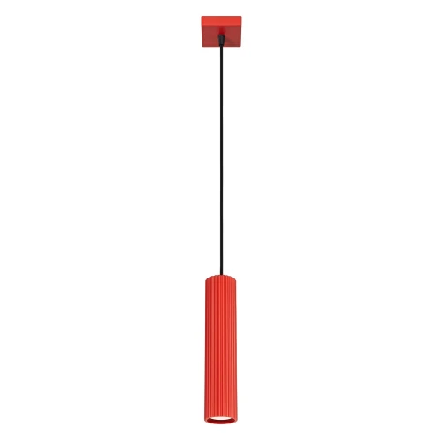 Lampa wisząca KARBON 1xGU10 czerwony, ryflowany klosz nad wyspę SL.2335 SOLLUX