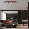 Lampa wisząca KARBON 1xGU10 czerwony, ryflowany klosz nad wyspę SL.2335 SOLLUX