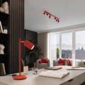Lampa wisząca KARBON 1xGU10 czerwony, ryflowany klosz nad wyspę SL.2335 SOLLUX