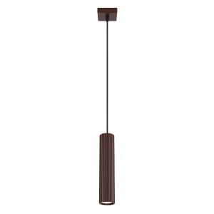 Lampa wisząca KARBON 1xGU10 z brązowym, ryflowanym kloszem rurką SL.2336 SOLLUX