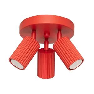 3-punktowa lampa sufitowa KARBON czerwona, ryflowane klosze SL.2367 SOLLUX