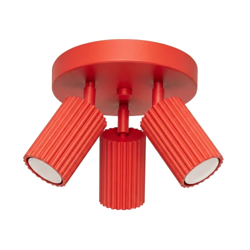 3-punktowa lampa sufitowa KARBON czerwona, ryflowane klosze SL.2367 SOLLUX