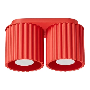 Czerwona lampa sufitowa do salonu AURA 2xGU10 ryflowane klosze SL.2419 SOLLUX