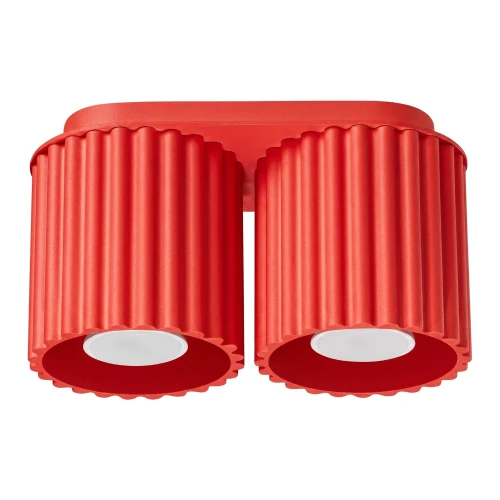 Czerwona lampa sufitowa do salonu AURA 2xGU10 ryflowane klosze SL.2419 SOLLUX