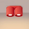 Czerwona lampa sufitowa do salonu AURA 2xGU10 ryflowane klosze SL.2419 SOLLUX