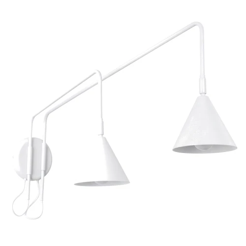 Designerski kinkiet, podwójny klosz NOX 2 biały z włącznikiem SL.2506 SOLLUX