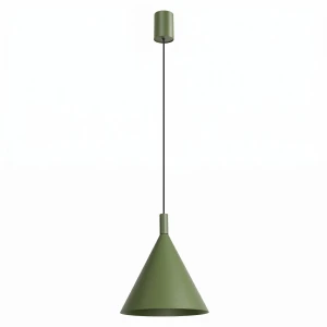 Nowoczesna lampa wisząca NOX 25 oliwkowa - klosz stożek 1xE27 SL.2525 SOLLUX