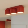 Plafon AURA czerwony z trzema ryflowanymi kloszami 3xGX53 SL.2641 SOLLUX