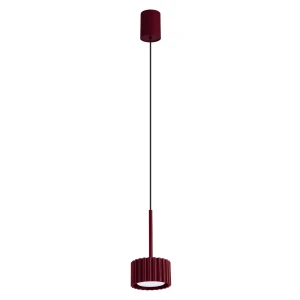 Lampa wisząca AURA burgundowa 1xGX53 ryflowany klosik 10cm SL.2684 SOLLUX