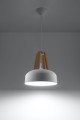 Lampa wisząca CASCO biała/naturalne drewno E27 1x60W IP20 SL.0388 SOLLUX