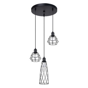 Lampa wisząca SUBA 3P czarna E27 3x15W IP20 SL.1166 SOLLUX